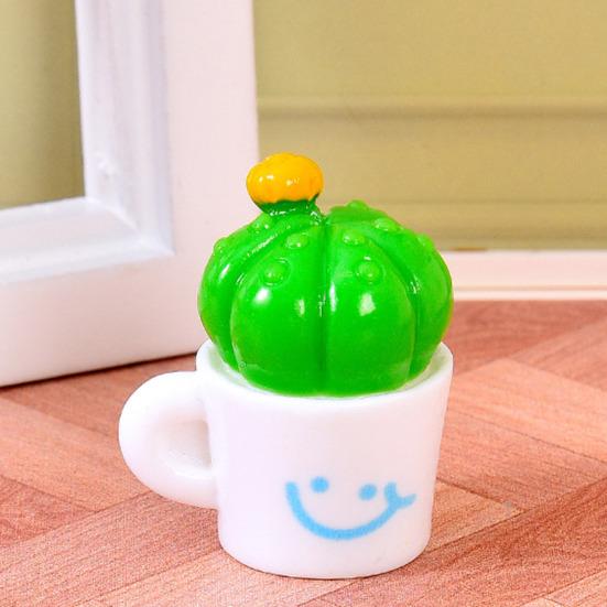 Миниатюрная фигурка кактуса Милый крошечный кактус в горшке для декора дома, офиса, стола, столика Имитация зеленой растительности для сказочного сада, микроландшафта