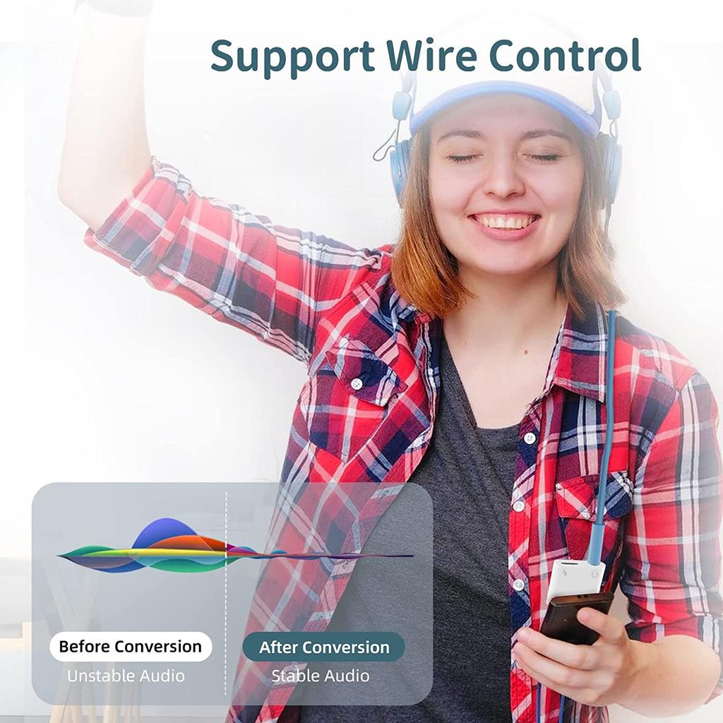 USB-C To 3.5mm Audio Accessories Type C Headphone Jack Adapter 2in1 DAC AUX Splitter Charging Cord Dongle