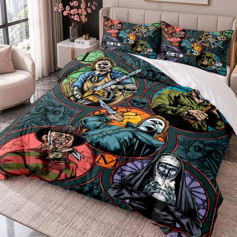 Horror Movies 3Pcs Bedding Set Duvet Cover With Two Pillowcases For Bedroom Home Decoration