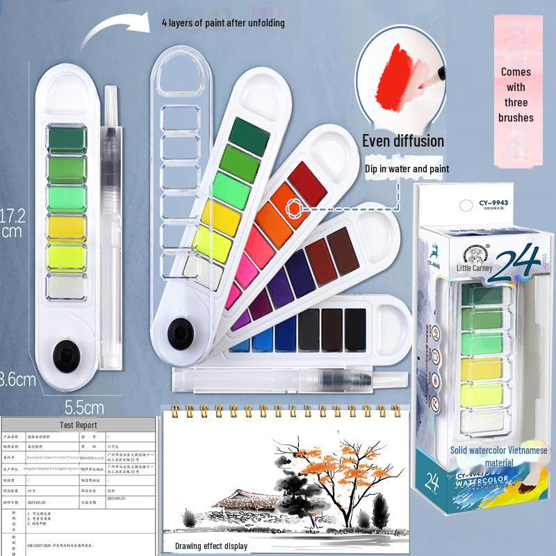 12-36 Color Watercolor Paint Kit for Beginners: Solid Powder Paint Set