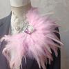 Gothic Style Rhinestone Feather Brooch Handmade Shoulder Strap  Wedding Accessories