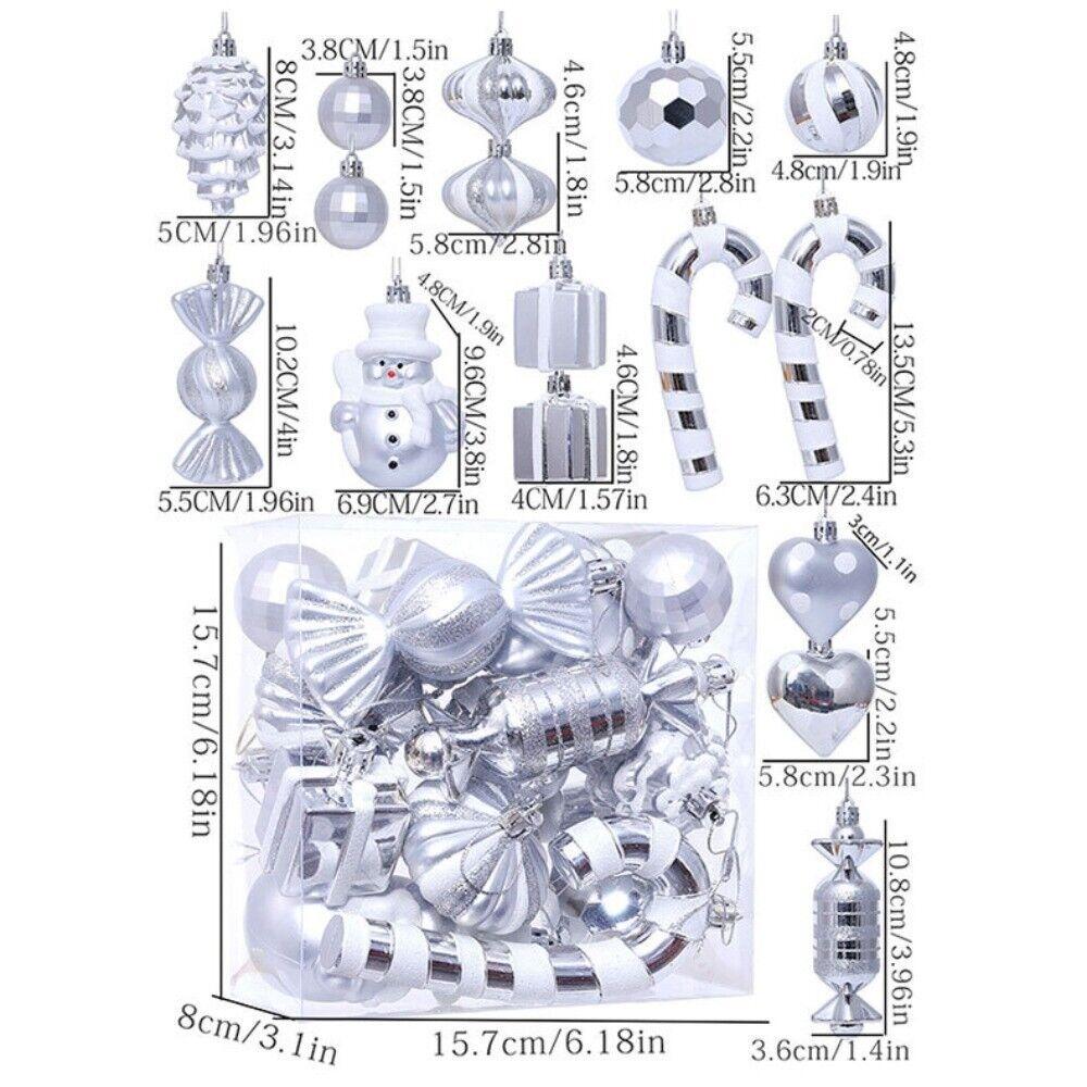 16Pcs Plastic Christmas Tree Decorations Cartoon Christmas Tree Pendant NEW Xmas Hanging Ball Set