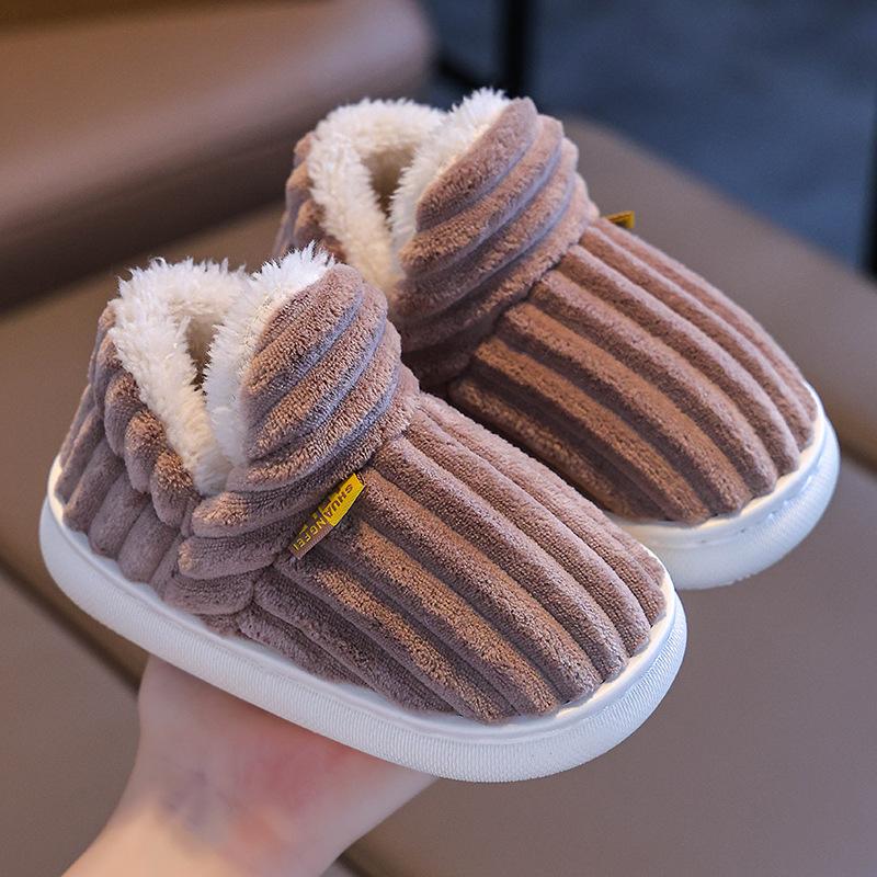 22-45 Children's Cotton Slippers Winter Boys' Baby Bag Heel, Warm Indoor Home Furnishings Children's Women's Cotton Shoes Hairy Shoes