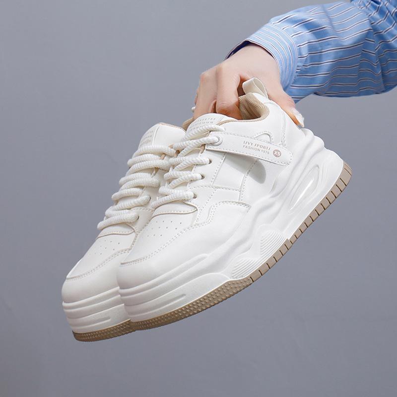 Женские повседневные кроссовки на толстой платформе, дышащие кроссовки из искусственной кожи для ходьбы, удобные кроссовки на шнуровке для бега для женщин, легкие кроссовки для тренировок и тенниса