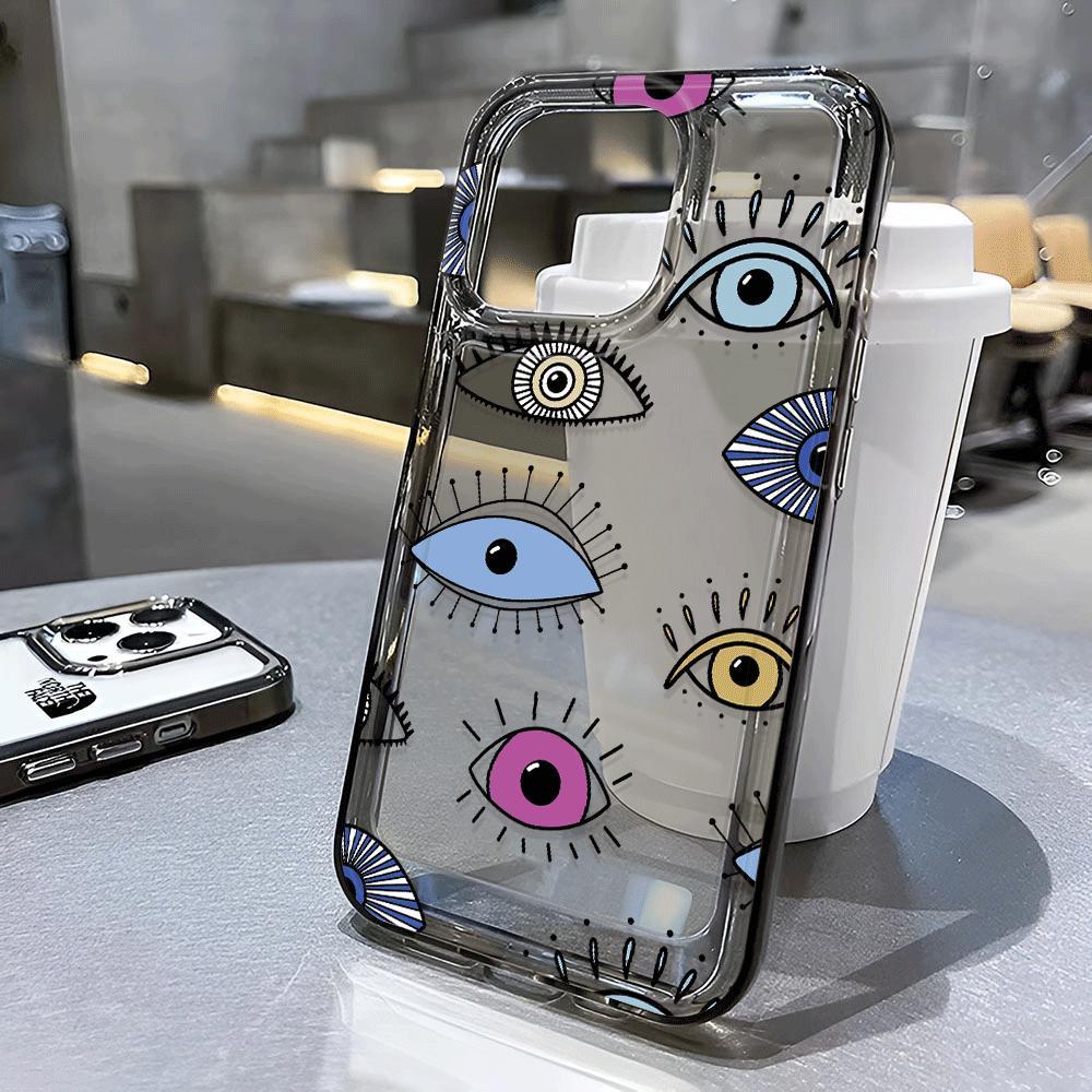 Artistic Colorful Eyes TPU Transparent Phone Case For IPhone 16 15 14 13 12 11 Pro Max 7 8 plus X XR XS Shockproof Soft Case