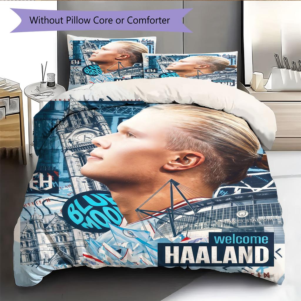 Erling Haaland Pride Bedding Quilt Set Quilt Cover Pillowcase Home Decoration Birthday Gift (1 * duvet cover + 2 * pillowcase, without core)