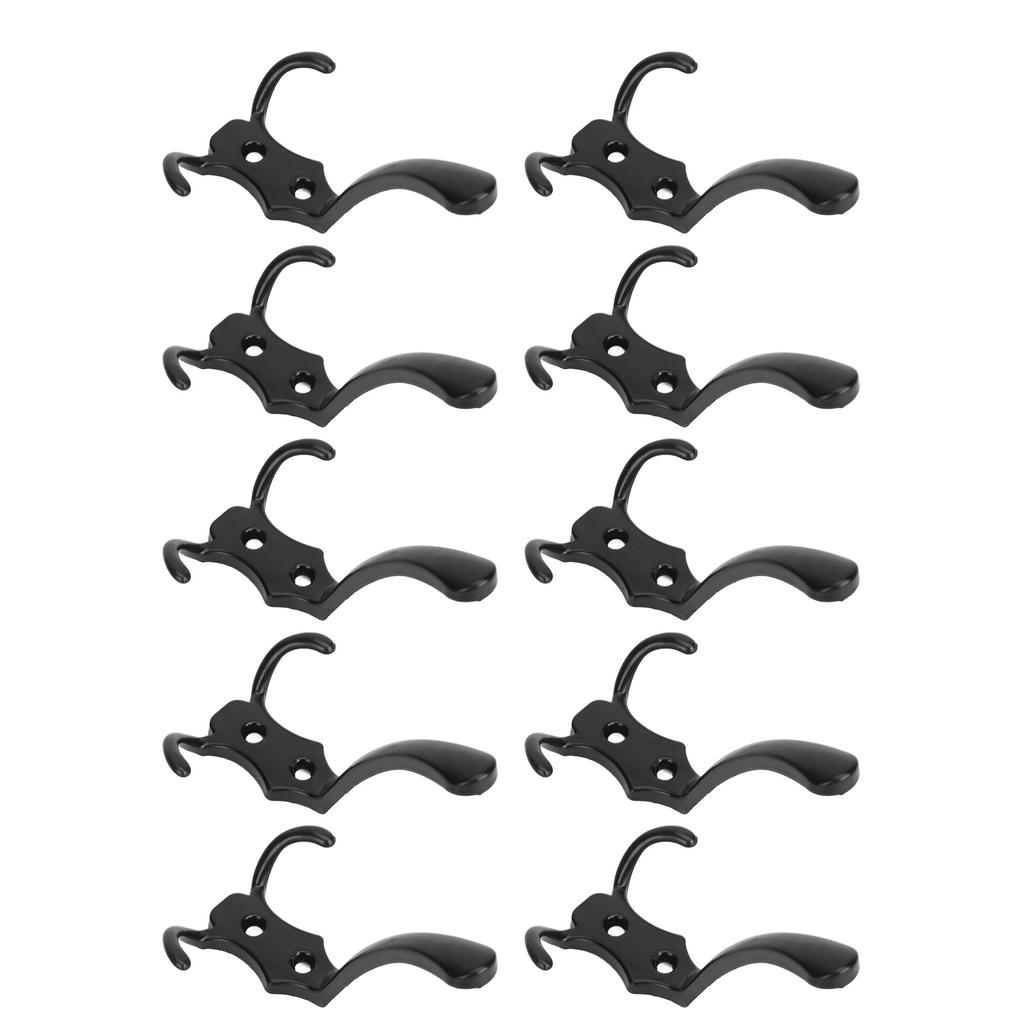 10pcs Black Coat Hooks Wall Mounted Zinc Alloy Utility Hook Set with 20pcs Screws for Bag