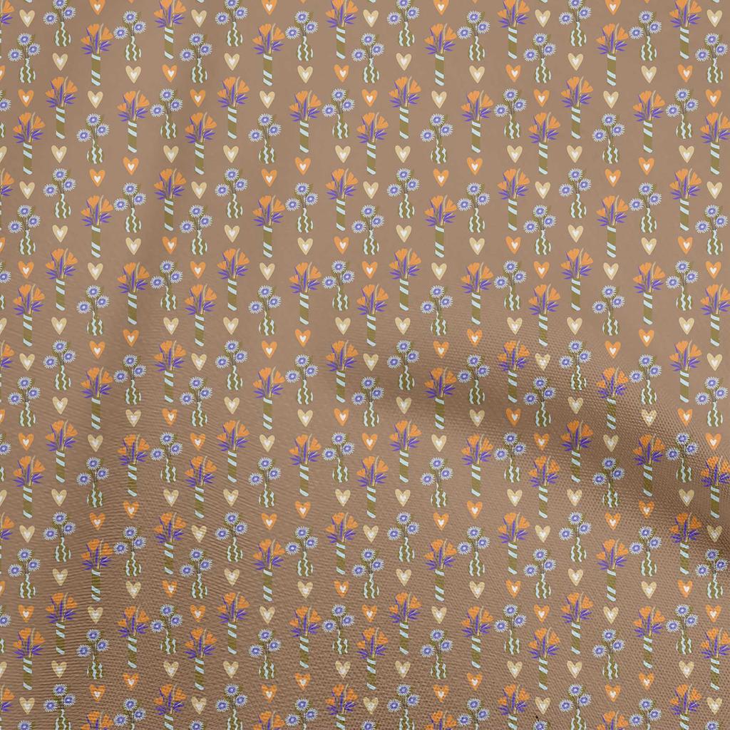 oneOone Cotton Flex Brown Fabric Floral Quilting Supplies Print Sewing Fabric By The Yard 40 Inch