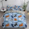 Cartoon Bedding Set Cute Cats Printed 3D Duvet Cover Set Twin Full Queen King Double Sizes Pillowcase Bedclothes Soft Polyester