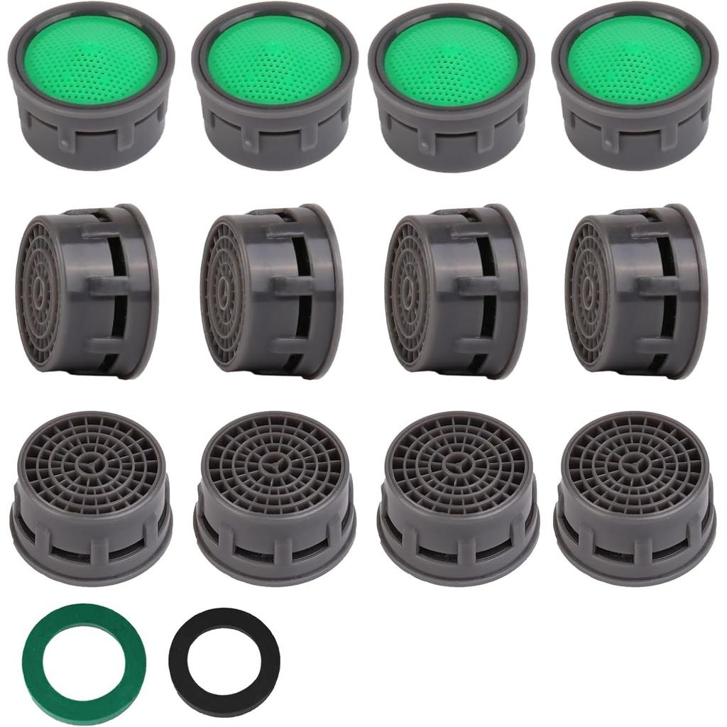 Sink Aerator Replacement Parts for Bathroom or Kitchen Sink Faucet Filter, Fit for Internal and External Thread Faucet Aerators, with Washer (12pcs)
