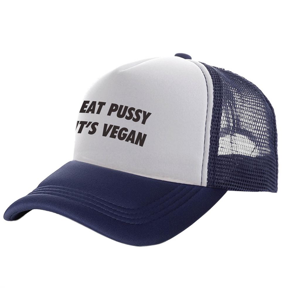 Кепки Eat Pussy It Vegan Trucker, унисекс, забавная шляпа, бейсболка, крутые летние унисекс, сетчатые кепки MZ-467