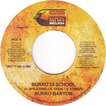 7-дюймовая пластинка BURRO BANTON Burro Di School ORET7002 Orange Street R 2007 Испания Регги Ска Даб Б/у