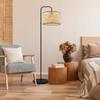 Suitable Metal Body Rattan Wicker Head Multi-Purpose Floor Lamp Living Room Corner Lamp