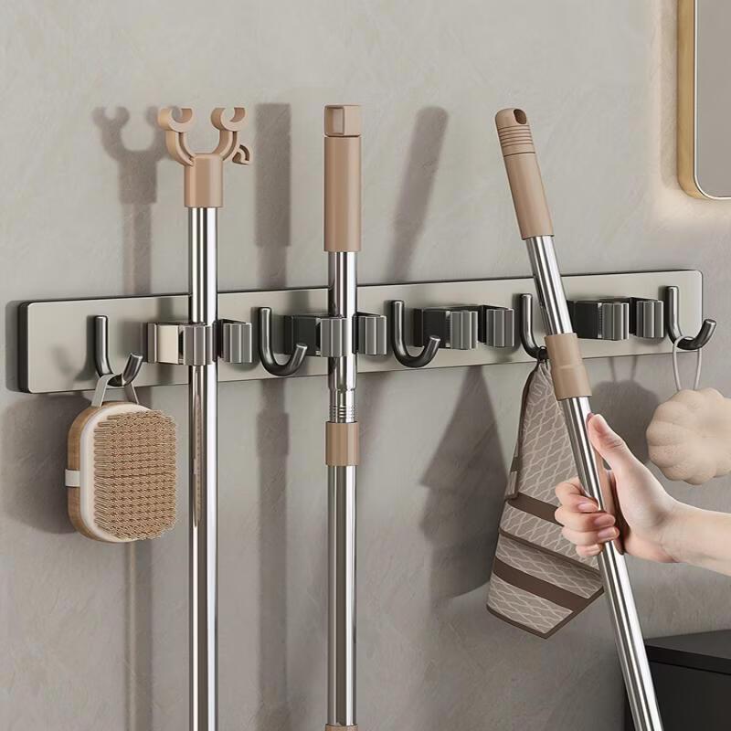 Adhesive Stainless Steel Mop and Broom Holder