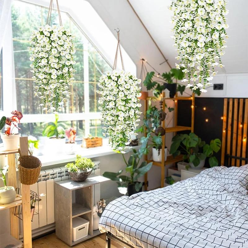 75см Белый Вязаный Искусственный Цветок Ипомея Настенный Подвесной Искусственные Фиолетовые Растения Подвесная Цветочная Лиана Домашний Сад Свадебный Декор
