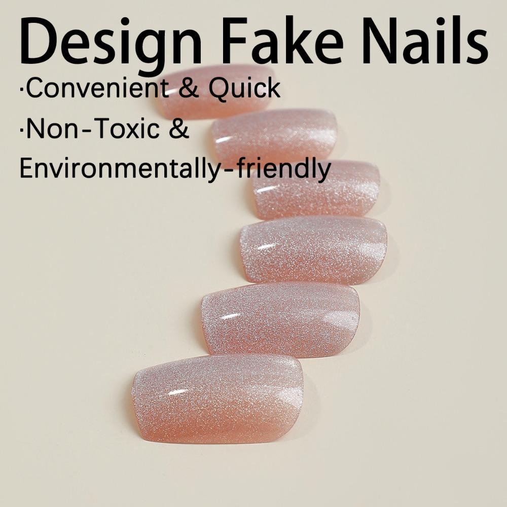 Накладные ногти Кошачий глаз, заостренные кончики, съемные, накладные ногти, женские