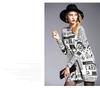 Autumn Plus Size Women's Newspaper Print Loose Knit Sweater