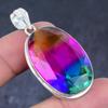 Bi-Color Tourmaline Gemstone Handmade 925 Sterling Silver Pendant 2.05" H6U24
