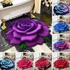 3D Rose Flower Area Rug Non-slip Washable Absorbent Plush Floor Mat Irregular Floral Carpet Indoor Living Room Bedroom Bathroom Kitchen Decoration