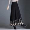 Black Floral Knitted Long Pleated Female Women Skirts Korean Fashion Winter Autumn Vintage High-Waisted Skirt