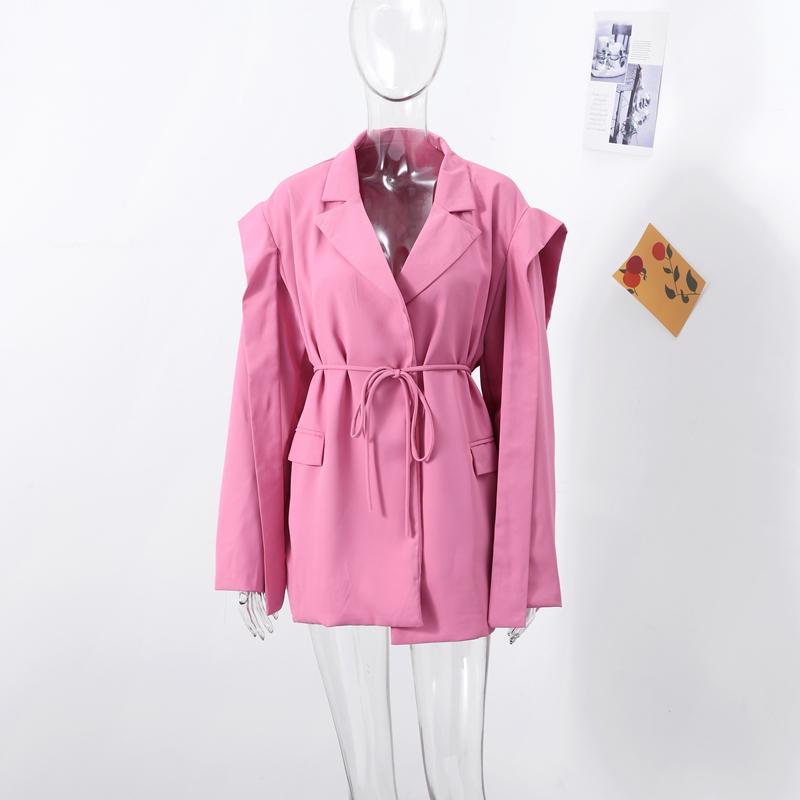 Модный полосатый пиджак с лацканами для женщин, элегантный свободный пиджак с поясом, женская весенняя универсальная шикарная уличная одежда