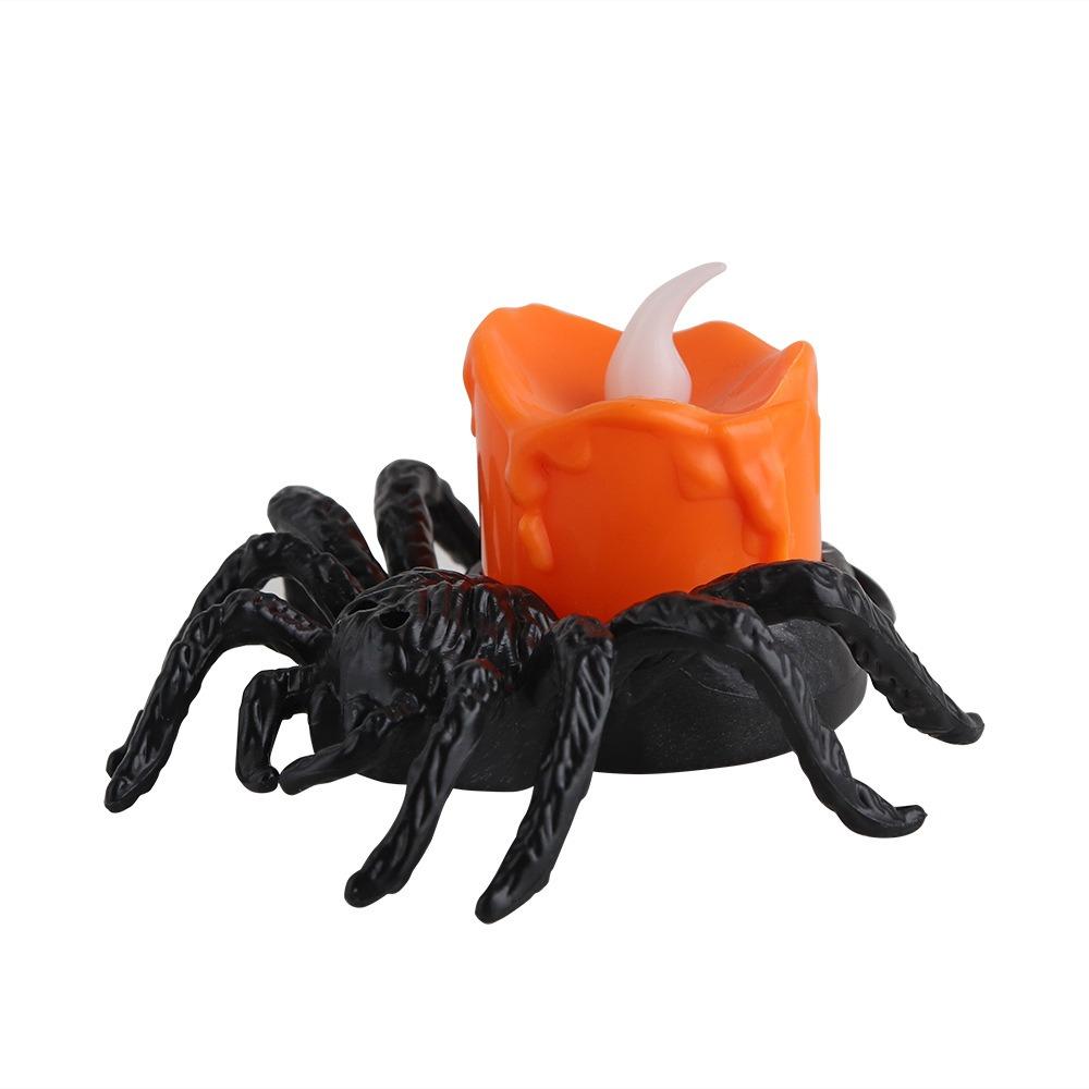 Scary Halloween Spider Pumpkin Lamp Crawly Electronic Candlelight Spider Night Light Home Decor