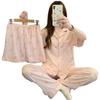 Striped Bow Wrinkled Cloth Pajamas Women'S Summer Short-Sleeved Three-Piece Set Niche Spring Summer Loungewear