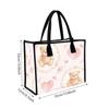 Cute Bear Print Tote Bag Sweet Pink Heart Floral Pattern Women Casual Handbag for Daily Shopping Travel