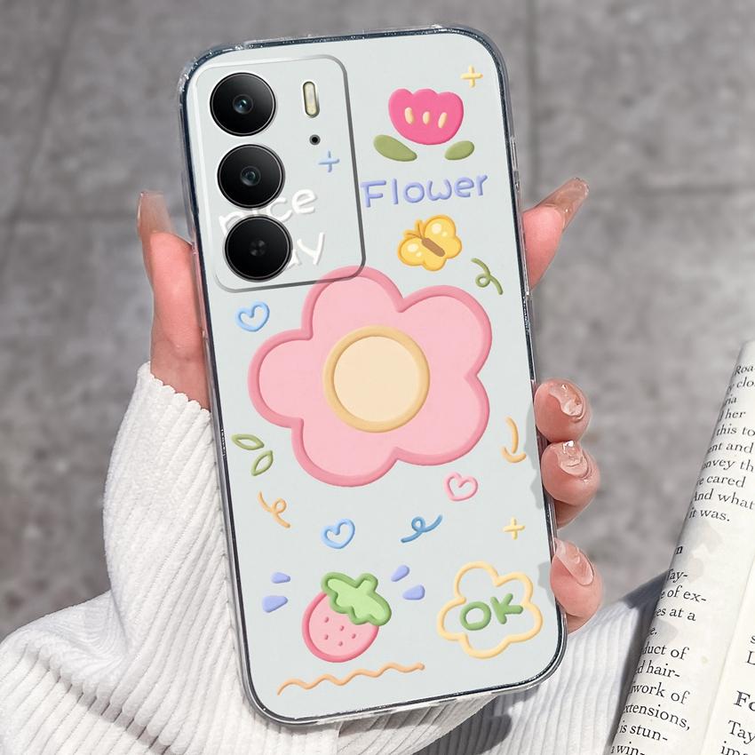 Для Oppo Realme C75 C75x C71 C67 C63 C55 C35 C33 C21Y C20 C15 Прозрачные чехлы для телефона Очаровательные кошачьи узоры Защитная пленка Пылезащитный чехол Для корпуса Oppo