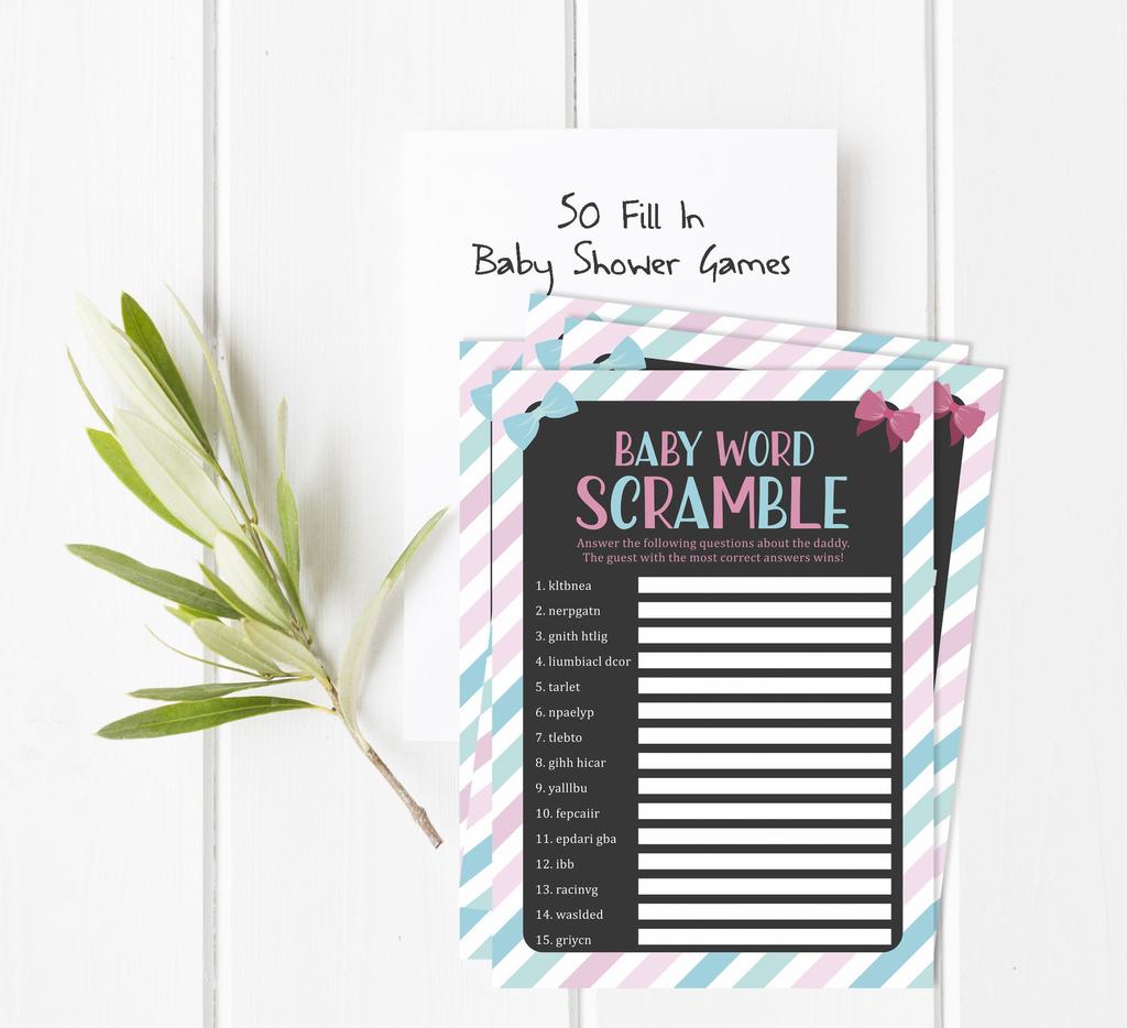 Inkdotpot 50 BabyA AlphabetA ABCA GameA Stripe Gender Reveal Baby Shower Game Ita s A Boy Ita s A Girl Party