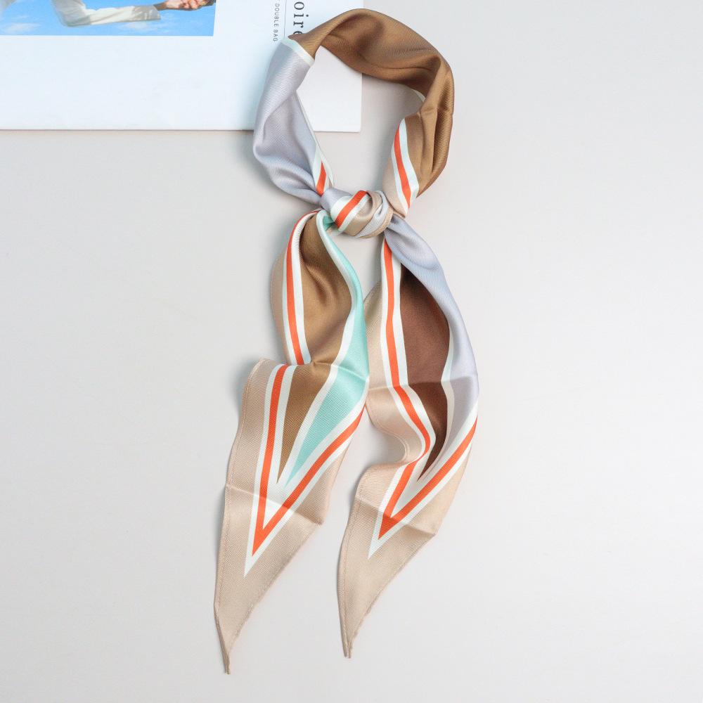 Spring new French literary and artistic simulation silk rhombus scarf imitation fragrant cloud yarn silk scarf women's French elegant small floating b