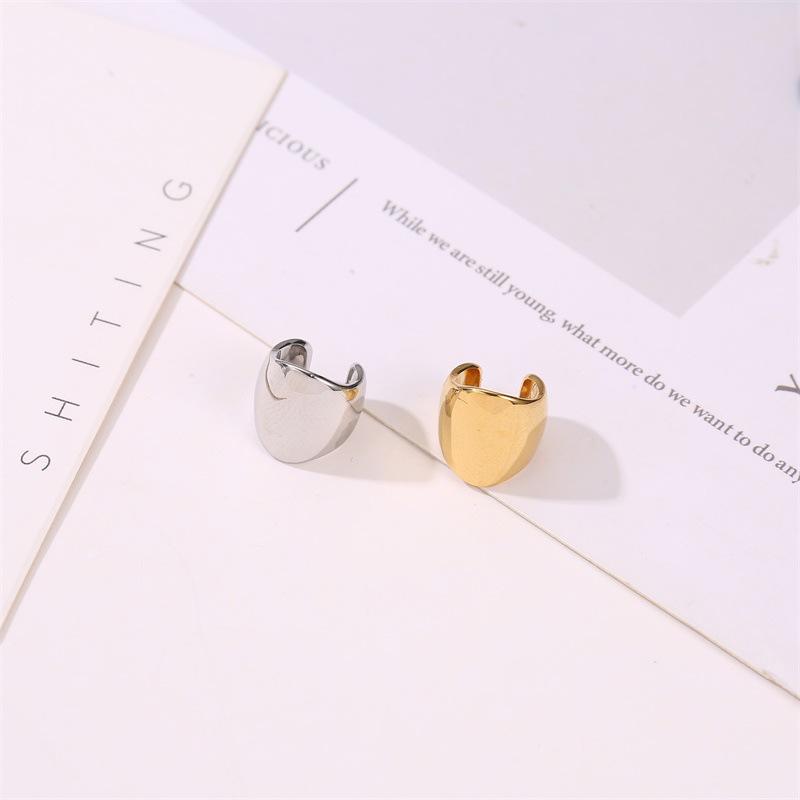 Fashion Ear Clip Simple Metal Polished Ear Bone Clip Punk Retro Wide Version Ear Pierced Earrings