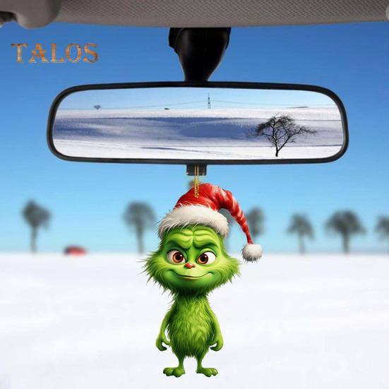 1/7Pcs Christmas Tree Ornaments Cartoon Green Elf Tree Hanging Decoration Acrylic Xmas Pendant for Holiday Car Window Wall Tree Decor