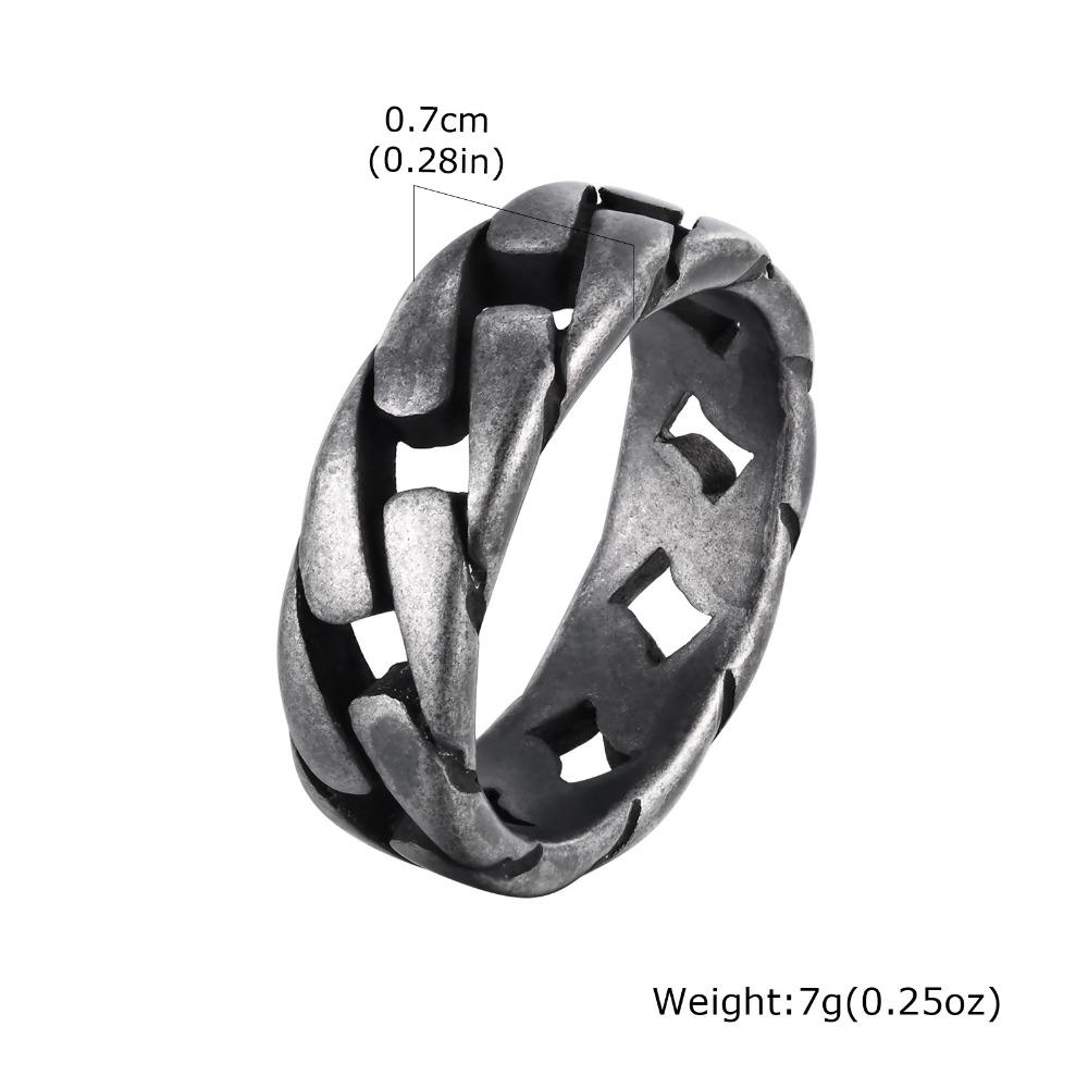 Кольцо Кубинская цепь Мужское Титановая сталь Ювелирные изделия Хип-хоп Панк Готический стиль Аксессуары