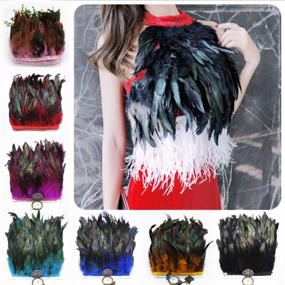 1 Meter Sewing Decoration Feathers Trim Ribbon Tassel Apparel Fabric for Halloween