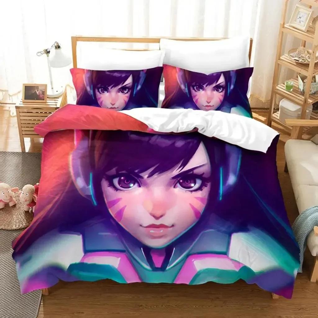 3D Аниме Overwatch Widowmaker Комплект постельного белья Напечатанный комплект постельного белья С наволочкой Мягкое одеяло Мягкое Односпальное Двуспальное Квин Супер Кинг-сайз Размеры