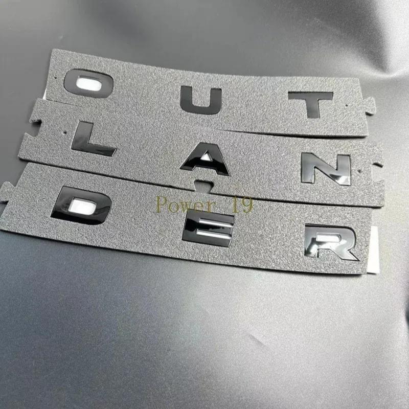 For Outlander 2026 2025 - 2007 Car head Letter 3d Sticker Abs Chrome Glossy Black Silver Styling Auto part Accessories 9pcs