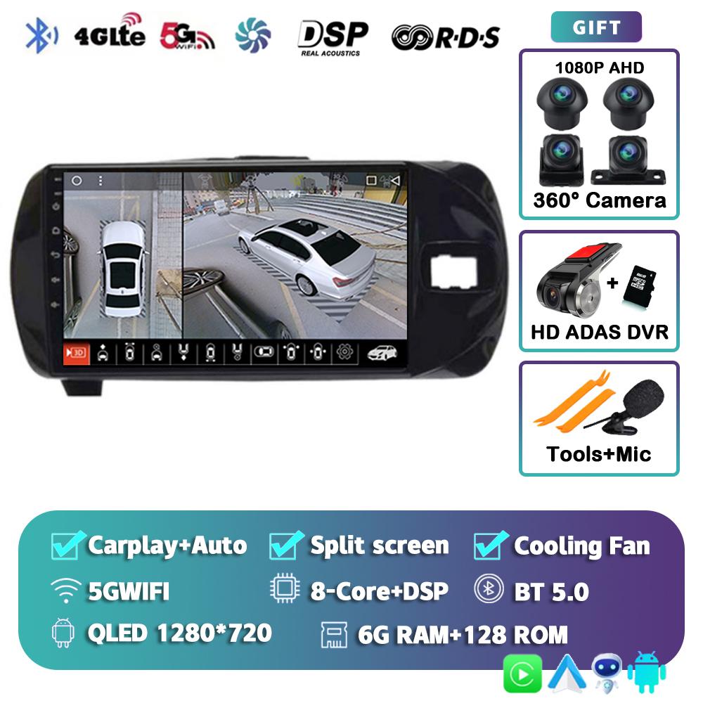 Android 14 Carplay для Toyota Vitz 3 XP130 2014 2015 2016 2017 2018 2019 Автомобильный радиоприемник Мультимедиа Видеоплеер Навигация GPS Стерео