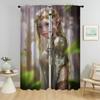 Тюль с изображением эльфа для спальни, занавески для гостиной, перегородка для украшения Хэллоуина, занавески для домашнего интерьера, 2 шт.
