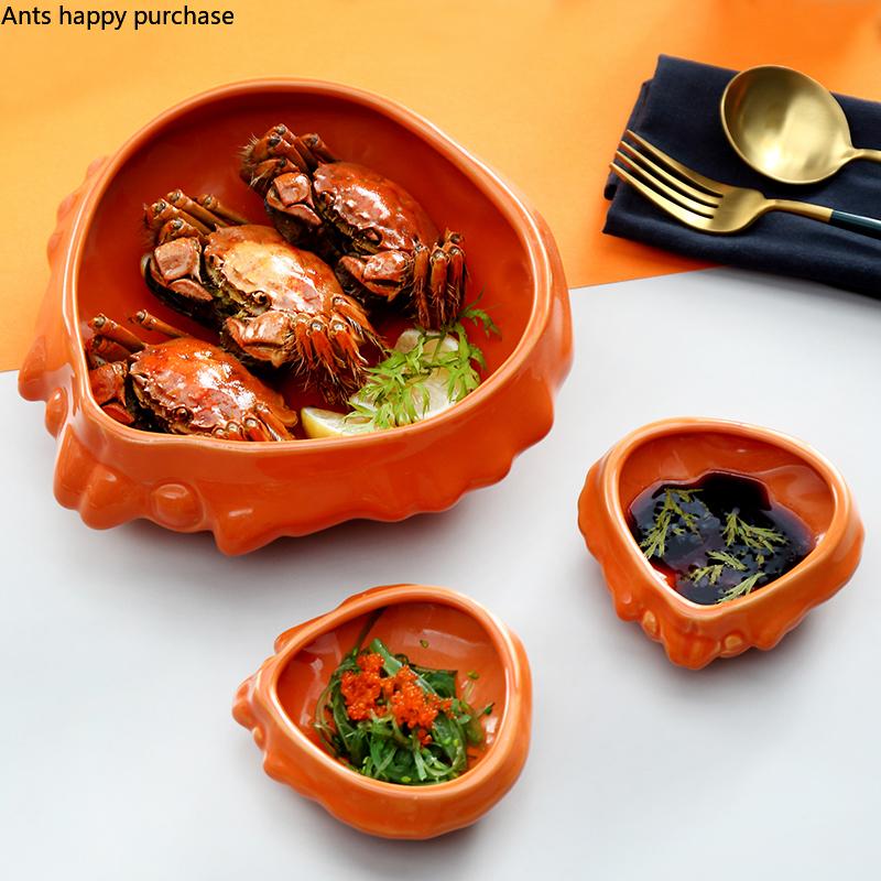Crab Bowl Dinner Plate Ceramic Plate Dessert Bowls Hotel Restaurant Decorative Tableware Seasoning Dish Snack Bowls Salad Bowl