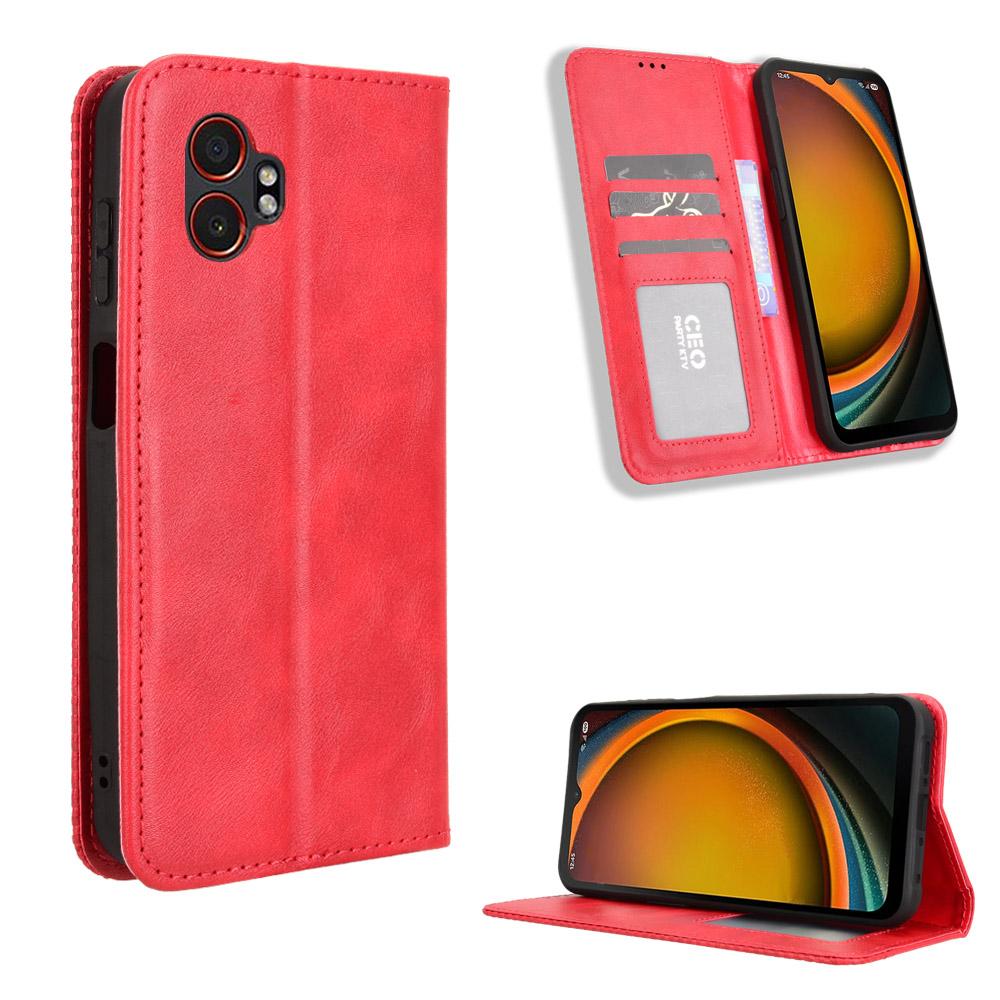 For Samsung Galaxy XCover7 Pro Leather Case Wallet Stand Retro Texture Phone Cover