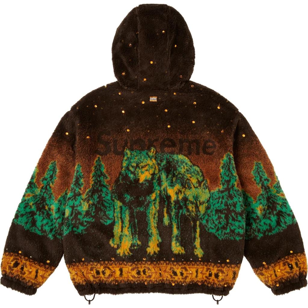 Supreme ББ. Коричневая двусторонняя флисовая куртка с капюшоном Simon
