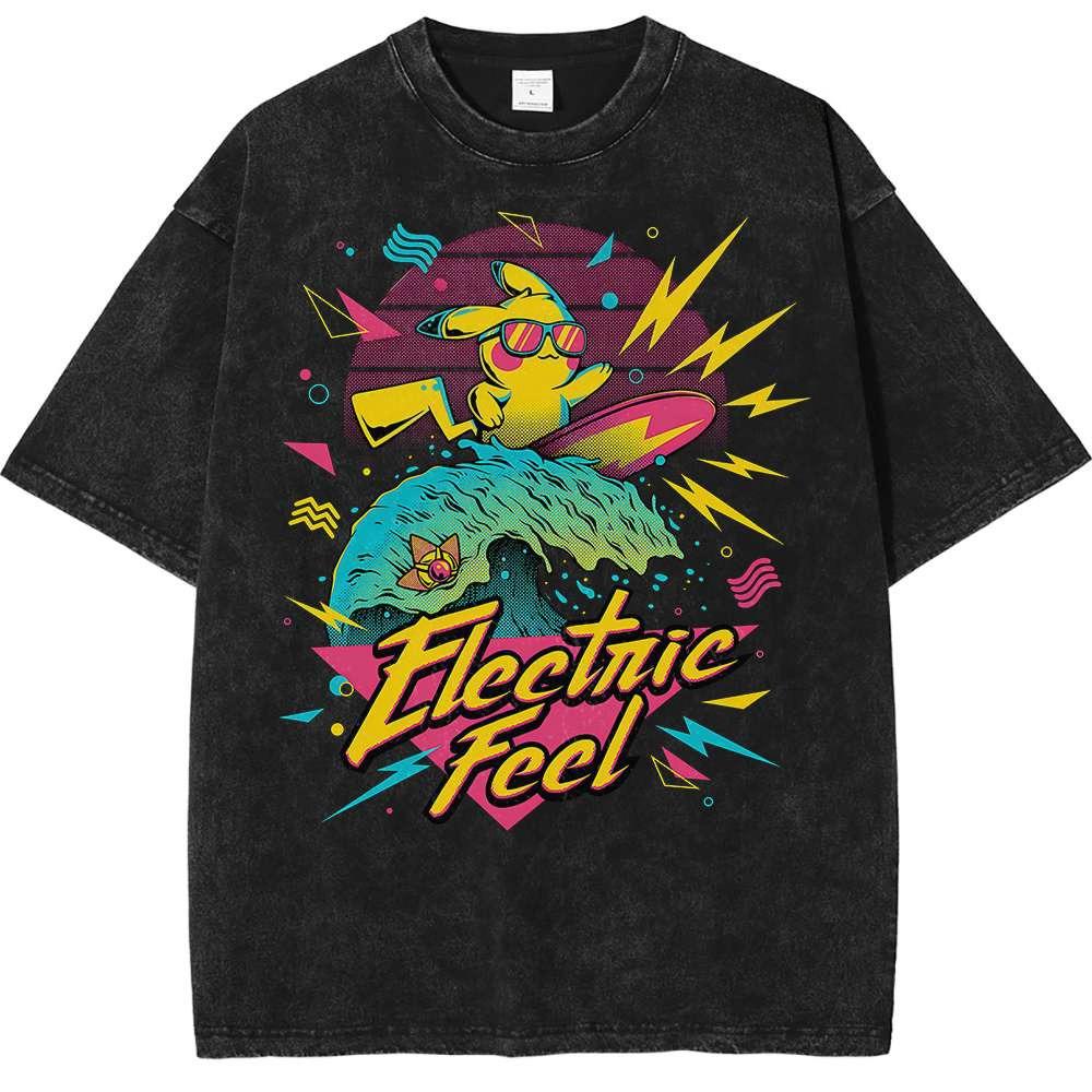 Pikachu Vintage TShirt Anime Pokemon Tee for Collectors Mens 2026 Summer Fashion Tee Oversize Street Top Harajuku Y2K Clothing