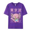 Kawaii Axolotl Eating Ramen Noodles Teens Custom Print T Shirt for Men Family Autumn All Cotton Top T-shirts Hip Hop T Shirt