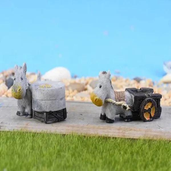 New Mini Craft Micro Landscaping Decor Donkey Pull Board Cars Stone Mill Miniature Fairy Garden Home Decoration DIY Accessories