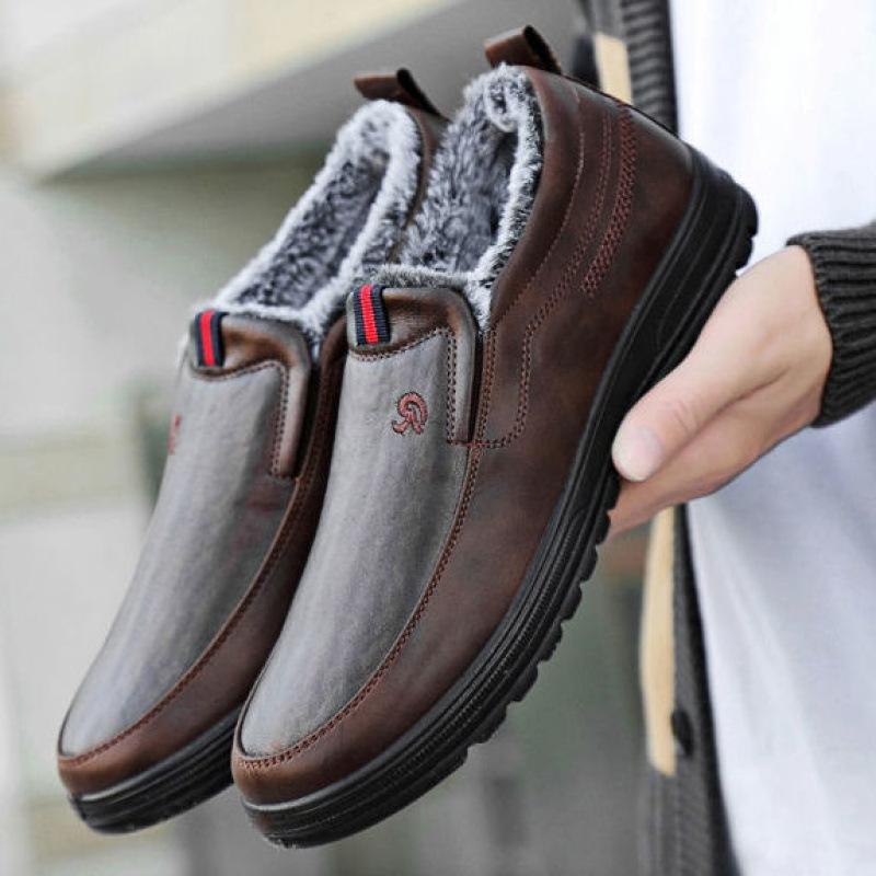 Winter Leather Shoes Thickened Warm Casual Cotton Shoes Fashion Korean Version Casual Shoes Men's Shoes