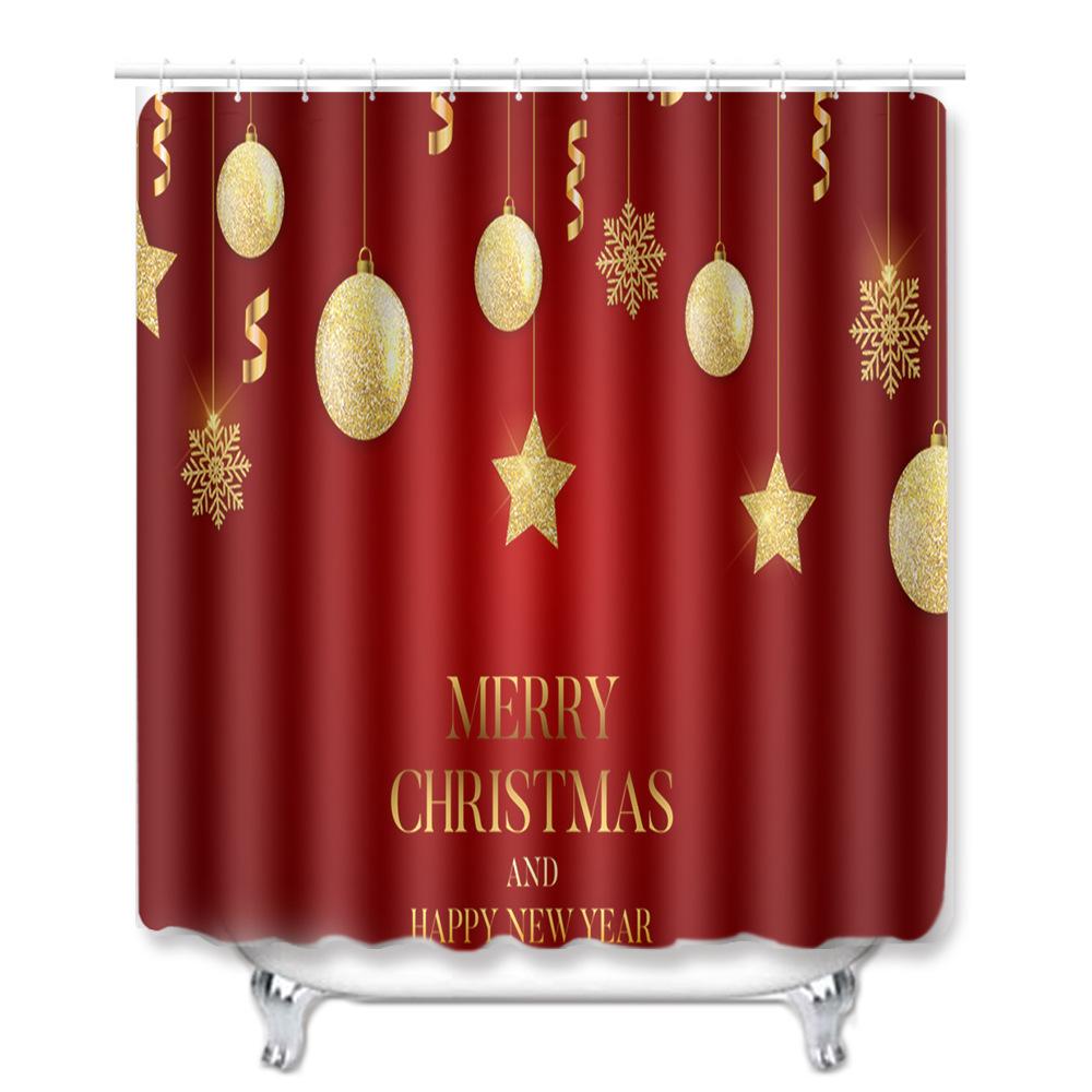Christmas Home Door Mat Bathroom Shower Curtain Floor Mat Combination Four-Piece Set Bedroom Living Room Carpet