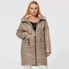 Women Coat Mid-Length Coat Hooded Warm Fashion Thin Cotton Parka