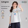Pudding Haru Girls' Pure Cotton Bear Print Short Sleeve T-Shirt