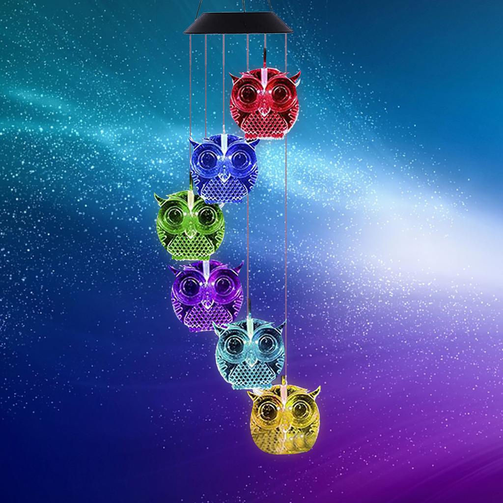 New Solar Owl Wind Chime Home Garden Outdoor Decoration  Light